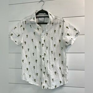 🌵Denim & Flower White Shirt Cactus Print